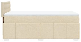 Κρεβάτι Boxspring με Στρώμα Κρεμ 100 x 200 εκ. Υφασμάτινο - Κρεμ