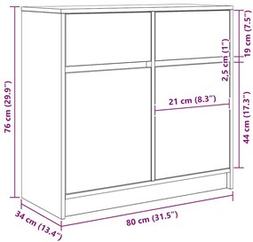Συρταριέρα με Συρτάρια Καπνιστή Δρυς 80x34x76 εκ. Επεξ. Ξύλο - Καφέ