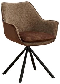 Πολυθρόνα Περιστρεφόμενη 5064 Fylliana με Μεταλλικά Πόδια Καφέ και Καφέ Ύφασμα 62x61,5x84 εκ. 62x61.5x84 εκ.
