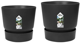 Σετ από Γλάστρες Elho Μαύρο Πλαστική ύλη Στρόγγυλο 2 Τεμάχια