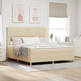 vidaXL Κρεβάτι με ελατήρια με στρώμα Κρεμ 180 x 200 cm ύφασμα