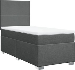 vidaXL Κρεβάτι Boxspring με Στρώμα Σκούρο Γκρι 90x190 εκ. Υφασμάτινο