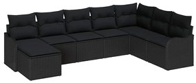 vidaXL Σετ Καναπέ Κήπου 8 pcs Μαύρο συνθετικό ρατάν