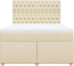 vidaXL Κρεβάτι Boxspring με Στρώμα Κρεμ 140x200 εκ. Υφασμάτινο