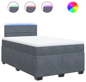 vidaXL Κρεβάτι Boxspring με Στρώμα Σκούρο Γκρι 120x190 εκ. Βελούδινο