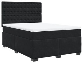 vidaXL Κρεβάτι Boxspring με Στρώμα Μαύρο 140x200 εκ. Βελούδινο