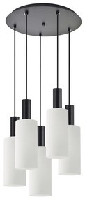 SE21-BL-4-5BL-GL3 ADEPT TUBE Black Pendant White Glass+