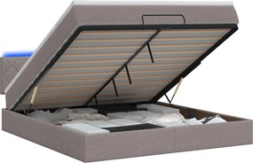 vidaXL Κρεβάτι Ottoman με Στρώμα και LED Taupe 140 x 200 cm Ύφασμα
