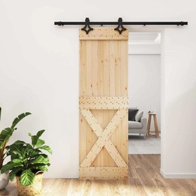 vidaXL Συρόμενη Πόρτα Φυσικό και Μαύρο 70 x 210 cm