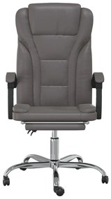 vidaXL Καρέκλα Γραφείου Ανακλινόμενη Γκρι Συνθετικό δέρμα