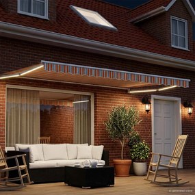 vidaXL Χειροκίνητη αναδιπλούμενη τέντα με LED 5 x 3 m