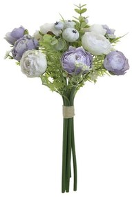 Διακοσμητικό Μπουκέτο 3-85-700-0003 33cm White-Purple Inart Μέταλλο,Ύφασμα