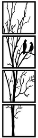 Διακοσμητικό Τοίχου Tree And Birds (Σετ 4Τμχ) 891TNL1910 44x44cm Black Wallity Μέταλλο