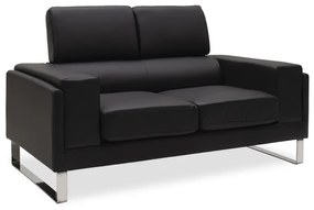 Καναπές Shea 2θέσιος pu μαύρο-inox 158x80x87εκ - ΚΩΔ:074-000012
