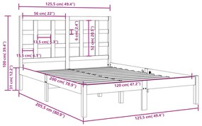 vidaXL Πλαίσιο Κρεβατιού Λευκό 120 x 200 εκ. από Μασίφ Ξύλο