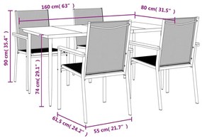 ΣΕΤ ΤΡΑΠΕΖΑΡΙΑΣ ΚΗΠΟΥ 5 ΤΕΜΑΧΙΩΝ ΜΑΥΡΟ TEXTILENE &amp; ΑΤΣΑΛΙ 3187037