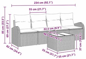 vidaXL Σετ Καναπέ Κήπου με μαξιλάρι 5 pcs Γκρι 55 x 55 x 37 εκ