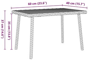 Κήπος Τραπεζάκι σαλονιού ορθογώνιο μπεζ 60x40x37 cm Poly Rattan - Μπεζ