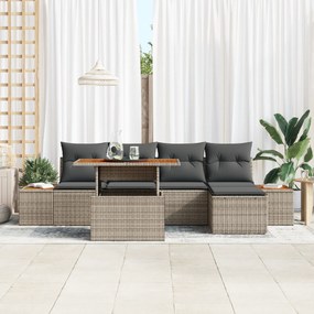 vidaXL Σετ 6 τεμαχίων Καναπέ Κήπου με Μαξιλάρια Γκρι Πολυρατάν