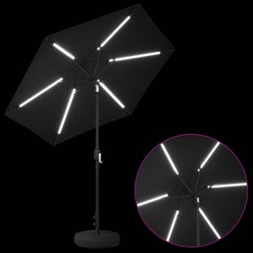vidaXL Ομπρέλα Κήπου με LED Φώτα και Βάση 230 x 230 εκ Πολυεστέρας