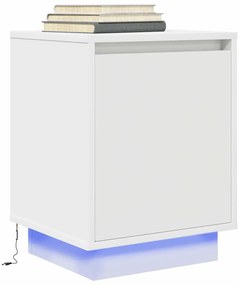 vidaXL Κομοδίνο με φώτα LED Λευκό 38x34x50 cm