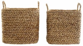 Σετ Καλαθιών DKD Home Decor Καφέ Φυσικό Καλάμια (2 Τεμάχια)