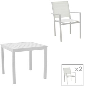 Τραπεζαρία Zacreta- Kliton σετ 3τεμ pakoworld αλουμίνιο σε λευκή απόχρωση 80x80x74εκ