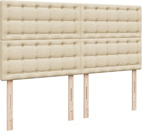 vidaXL Κρεβάτι Boxspring με Στρώμα Κρεμ 200x200 εκ. Υφασμάτινο