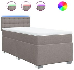 vidaXL Κρεβάτι Boxspring με Στρώμα Taupe 100 x 200 εκ. Υφασμάτινο