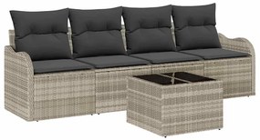 vidaXL Σετ Καναπέ Κήπου με μαξιλάρι 5 pcs Ανοιχτό Γκρι, Σκούρο Γκρι