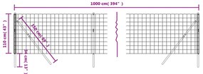 vidaXL Συρματόπλεγμα Περίφραξης Ανθρακί 1,1x10 μ. Γαλβανισμένο Ατσάλι