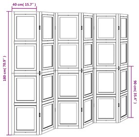 Διαχωριστικό Χώρου με 6 Πάνελ Λευκό από Μασίφ Ξύλο Παυλώνιας - Λευκό