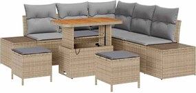 vidaXL Σετ Καναπέ Κήπου με μαξιλάρι 8 pcs Μπεζ Πολυ ράταν