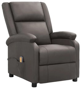 vidaXL Πολυθρόνα Μασάζ Γκρι από Γνήσιο Δέρμα