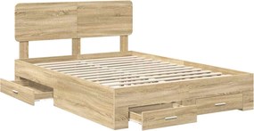 vidaXL Σκελετός Κρεβατιού Δρύς Sonoma 150 x 200 cm Επεξεργασμένο ξύλο