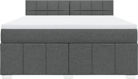 vidaXL Κρεβάτι Boxspring με Στρώμα Σκούρο Γκρι 180x200 εκ Υφασμάτιν