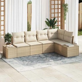 vidaXL Σετ Καναπέ Κήπου 5 pcs Μπεζ, Κρέμα Πολυ rattan, βαμμένο ατσάλι