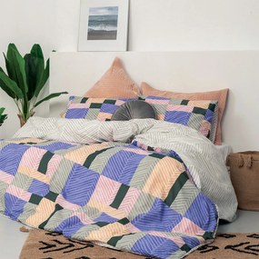 Σεντόνια Υπέρδιπλα (Σετ) Palamaiki Fashion FL6163 Πολύχρωμο,Μωβ ΧΩΡΙΣ ΛΑΣΤΙΧΟ 240x260