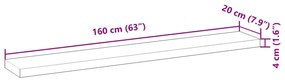 Ράφι Κρεμαστό 160x20x4 εκ. Φινίρισμα Λαδιού Μασίφ Ακακία - Καφέ