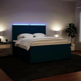 vidaXL Κρεβάτι Boxspring με Στρώμα Μπλε 200x200 εκ. Βελούδινο