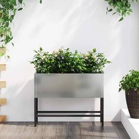 vidaXL Υψωμένη Γλάστρα Κήπου Ασημί 60 x 26 x 45 εκ