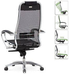 Καρέκλα γραφείου εργονομική Samurai-2 Megapap με ύφασμα Mesh σε μαύρο 70x70x124/134εκ.