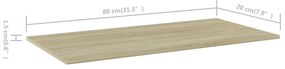 vidaXL Ράφια Βιβλιοθήκης 4 τεμ. Sonoma Δρυς 80x20x1,5 εκ. Μοριοσανίδα