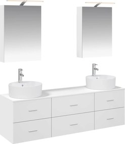 vidaXL Σετ Επίπλων Μπάνιου 5 pcs Λευκό Επεξεργασμένο Ξύλο και Γυαλί
