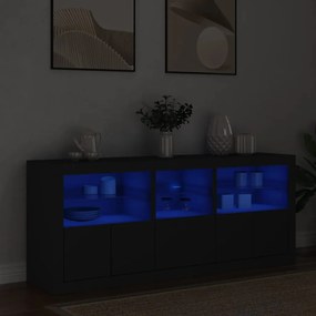 vidaXL Μπουφές με Φώτα LED Μαύρος 162 x 37 x 67 εκ.