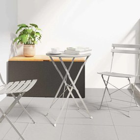 vidaXL Πτυσσόμενο Τραπέζι Μπιστρού Beige Ø50 x 71 cm, Επικαλυμμένο με Πούδρα Χάλυβα