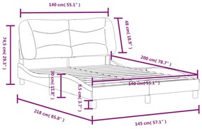 Πλαίσιο Κρεβατιού με Κεφαλάρι Σκ. Γκρι 140x200 εκ. Υφασμάτινο - Γκρι