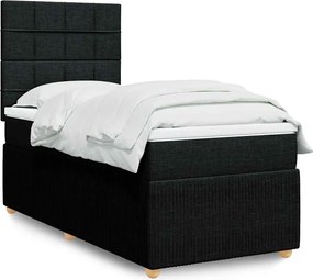 vidaXL Κρεβάτι Boxspring με Στρώμα Μαύρο 90x200 εκ. Υφασμάτινο