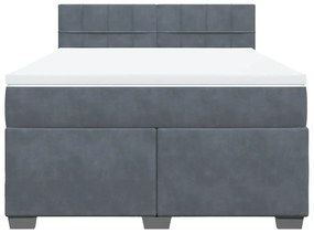 vidaXL Κρεβάτι Boxspring με Στρώμα Σκούρο Γκρι 160x200 εκ. Βελούδινο