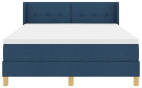 vidaXL Κρεβάτι με ελατήριο και στρώμα σε μπλε, 140 x 200 εκ. Υφασμα